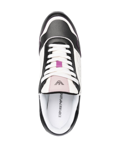 Shop Emporio Armani Logo-embroidered Low-top Sneakers In 黑色