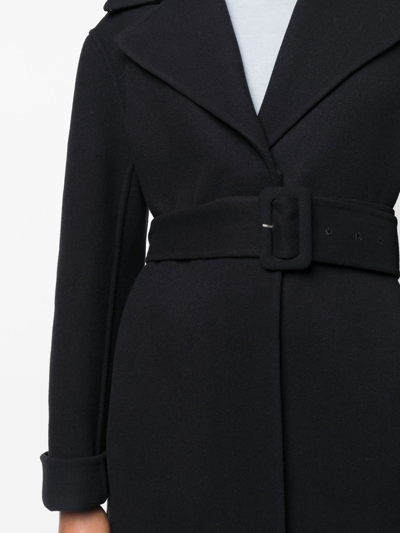 Jil Sander Long-sleeve Belted Wool Coat In Blue