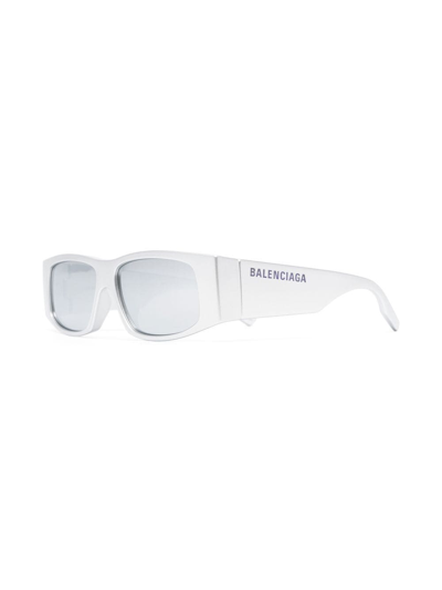 Shop Balenciaga Led Square-frame Sunglasses In Silver