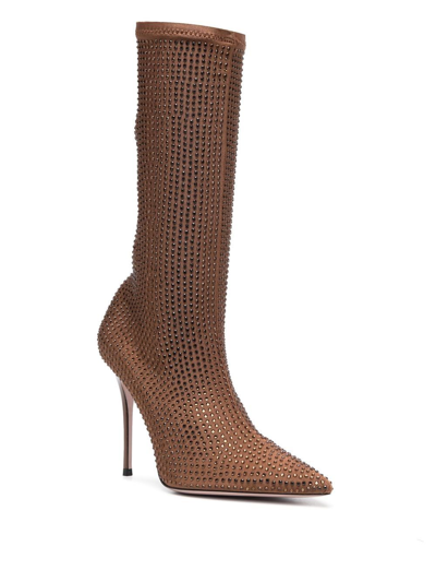 Gedebe Logan 115mm Crystal-embellished Boots In 褐色