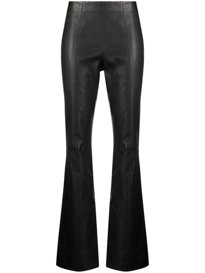 Shop Rag & Bone Mid-rise Flared Leather Trousers In 黑色