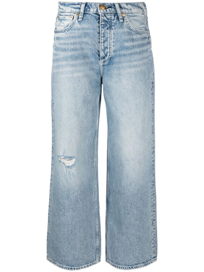 Shop Rag & Bone Wide-leg Cropped Jeans In 蓝色