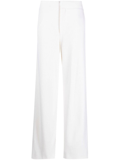 Shop Nells Nelson Wide-leg Knitted Trousers In 白色