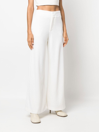 Shop Nells Nelson Wide-leg Knitted Trousers In 白色