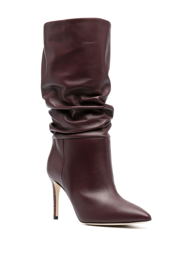 Shop Paris Texas 90mm Ruched Calf-length Boots In 红色