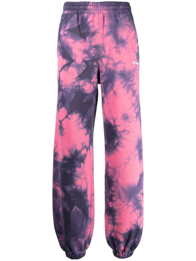 Shop Off-white Diag-stripe Tie-dye Track Pants In 紫色