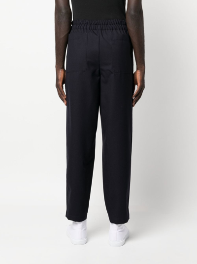 Shop Comme Des Garçons Shirt Elasticated Cropped Trousers In 蓝色