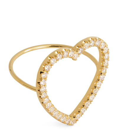 Shop Jennifer Meyer Yellow Gold And Diamond Heart Ring