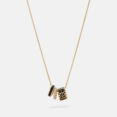 Shop Coach Outlet Signature Enamel Necklace In Black