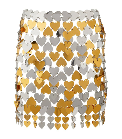 Shop Rabanne Heart Mini Skirt In Silver