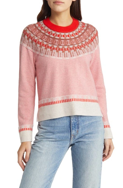 Shop Madewell Mayer Fair Isle Merino Wool Blend Sweater In Heather Blossom