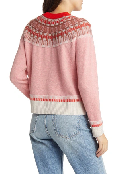 Shop Madewell Mayer Fair Isle Merino Wool Blend Sweater In Heather Blossom