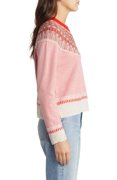 Shop Madewell Mayer Fair Isle Merino Wool Blend Sweater In Heather Blossom