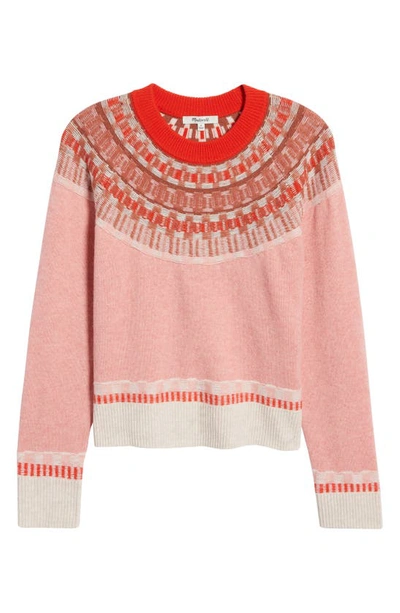 Shop Madewell Mayer Fair Isle Merino Wool Blend Sweater In Heather Blossom