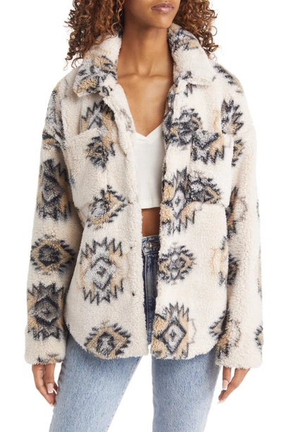 Thread Supply Wubby High Pile Fleece Shirt Jacket In Natural