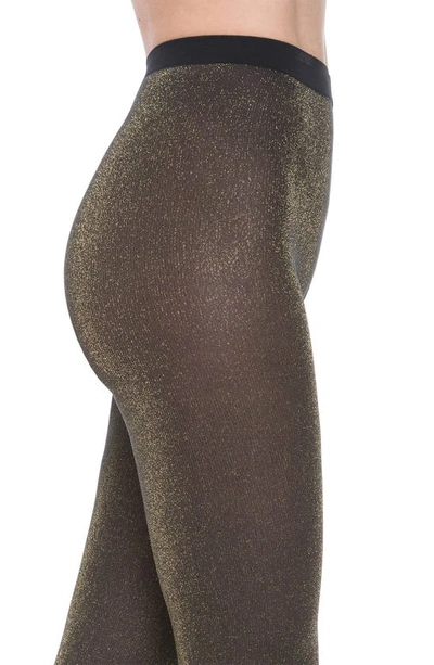 Shop Wolford 'stardust' Shimmer Tights In Black/ Gold