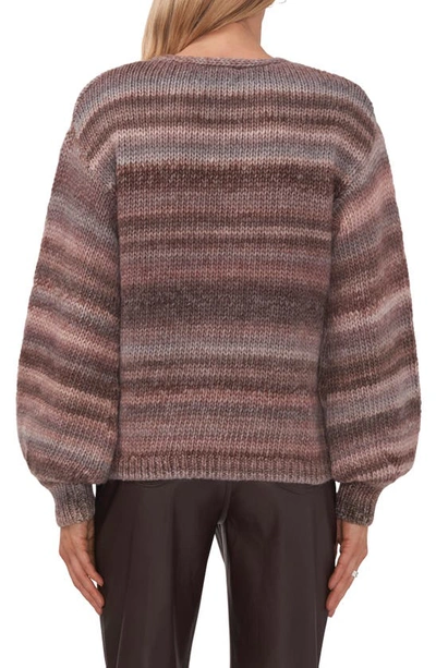 Shop Halogen Stripe V-neck Sweater In Warm Espresso