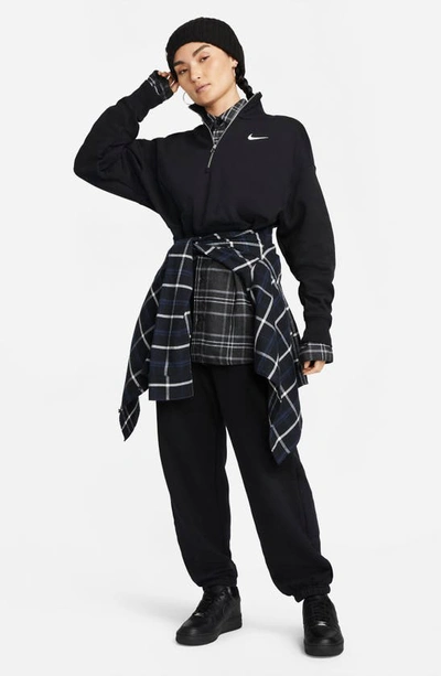 Shop Nike Sportswear Phoenix Fleece Crop Sweatshirt In Black/ Sail