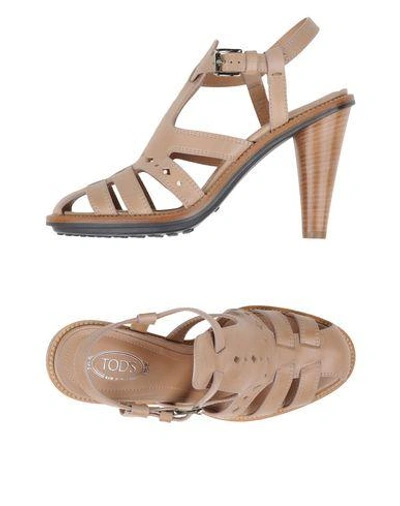 Shop Tod's Sandals In Khaki