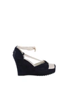 TOD'S TOD'S WOMAN SANDALS MIDNIGHT BLUE SIZE 7.5 SOFT LEATHER, TEXTILE FIBERS,44987629AM 8