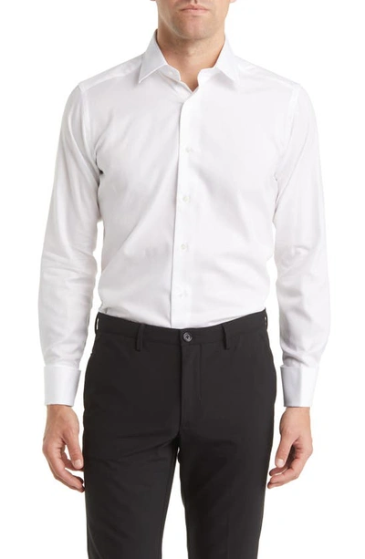 David Donahue Slim Fit Tuxedo Shirt In White