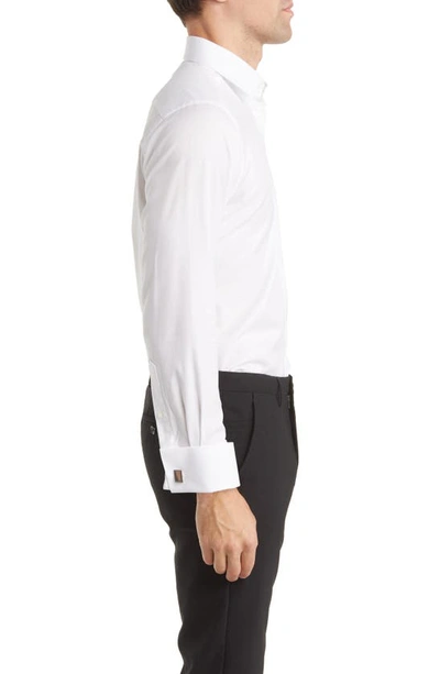 David Donahue Slim Fit Tuxedo Shirt In White