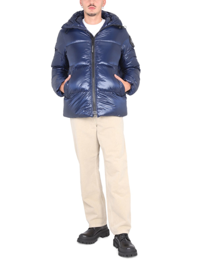 Shop Canada Goose Down Jacket With Hood In Blue