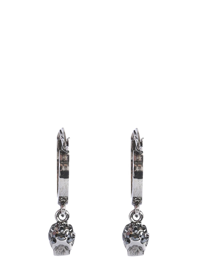 Shop Alexander Mcqueen Skull Hoop Earrings In Silver