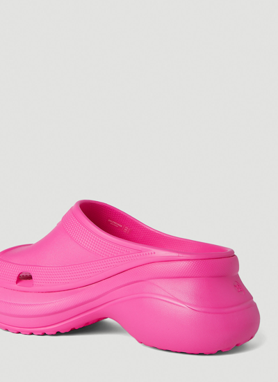 Shop Balenciaga X Crocs Platform Pool Slides In Pink