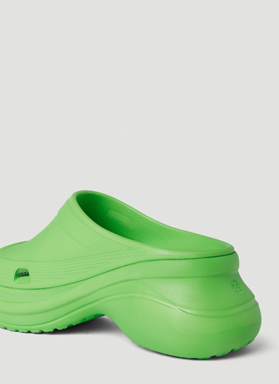 Shop Balenciaga X Crocs Platform Pool Slides In Green