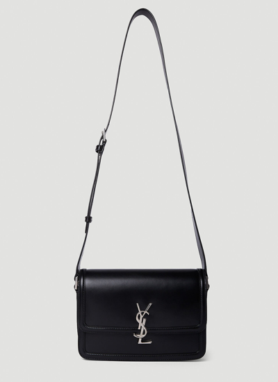 Saint Laurent Monogram-logo Leather Messenger Bag In Black