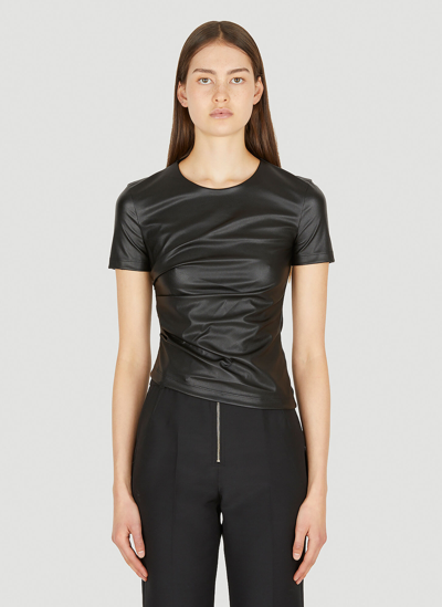 Shop Helmut Lang Faux Leather T-shirt In Black