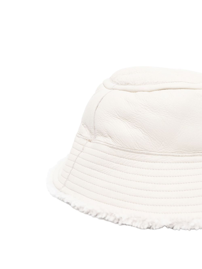 Shop Yves Salomon Lambskin Bucket Hat In Neutrals