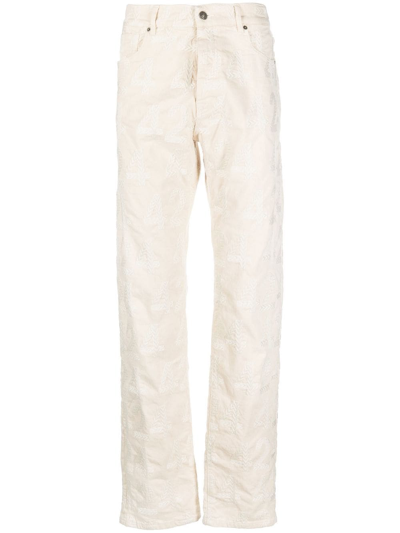 Shop 424 Bleach-wash Straight-leg Jeans In Neutrals