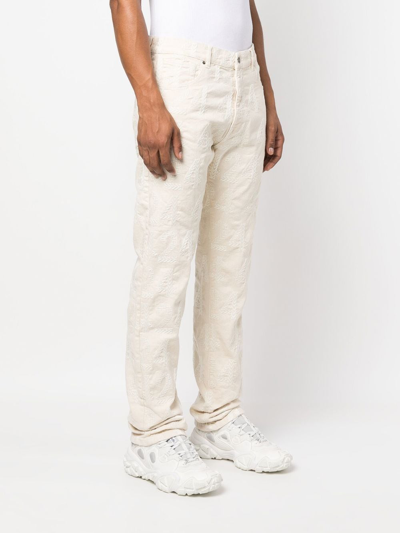 Shop 424 Bleach-wash Straight-leg Jeans In Neutrals