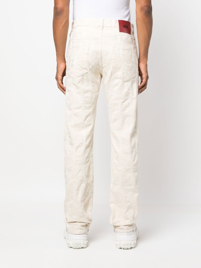 Shop 424 Bleach-wash Straight-leg Jeans In Neutrals