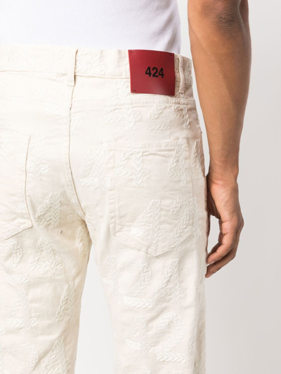 Shop 424 Bleach-wash Straight-leg Jeans In Neutrals