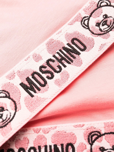 Shop Moschino Teddy Bear Motif Sports Bra In Pink