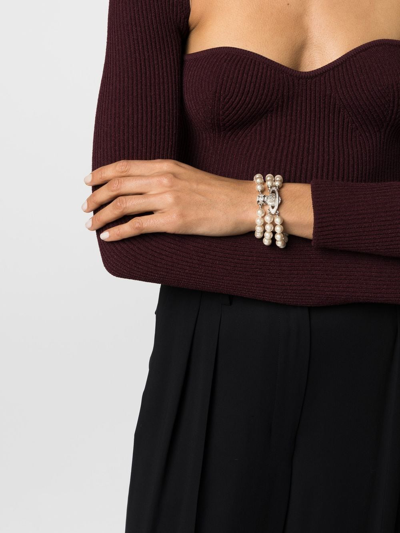 Shop Vivienne Westwood Pearl Orb Bracelet In Neutrals