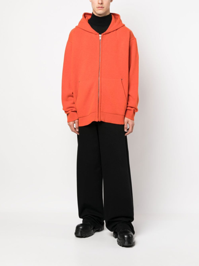 Shop 424 Zip-up Wool-blend Hoodie In Orange