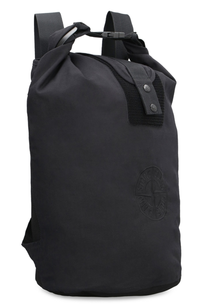 Shop Stone Island Logo Detail Nylon Backpack In Black