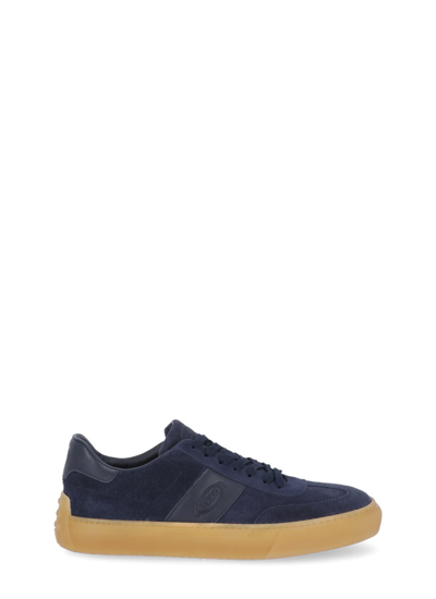 Shop Tod's Suede Leather Sneakers In Blue