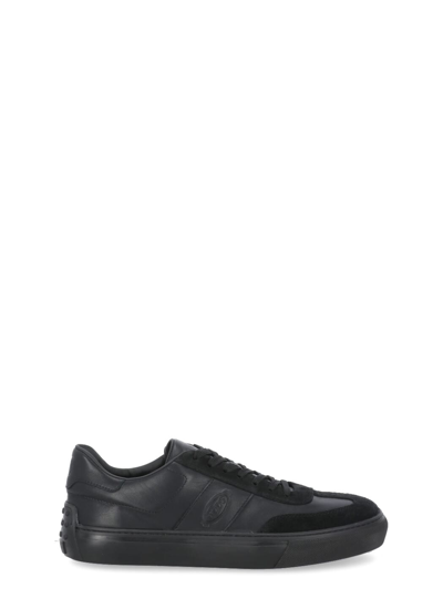 Shop Tod's Smooth Leather Sneakers In Black