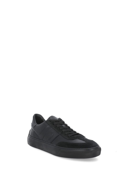 Shop Tod's Smooth Leather Sneakers In Black
