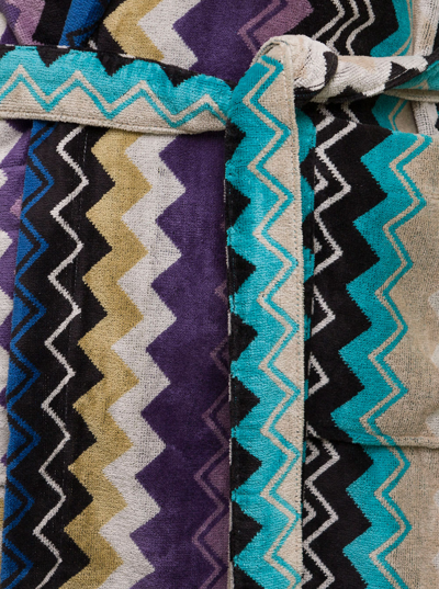 Missoni Giacomo Cotton Zig Zag Multicolor Bathrobe In Multicolor
