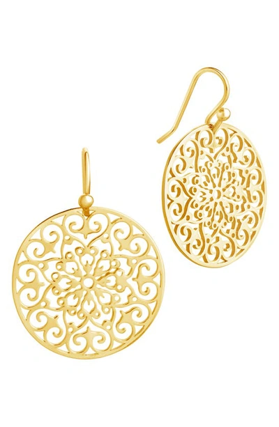 Sterling Forever 14k Over Silver Round Filigree Da In Gold