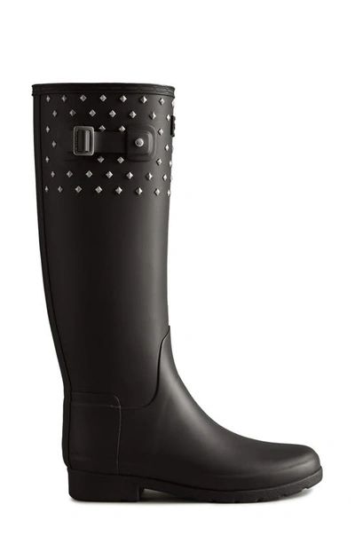 Shop Hunter Refined Stud Waterproof Tall Rain Boot In Black