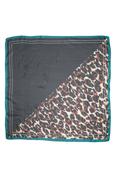 Shop Vince Camuto Leopard Logo Square Scarf In Black