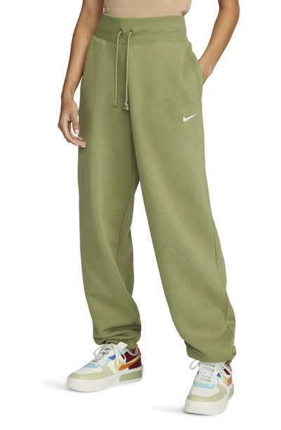 Shop Nike Sportswear Phoenix High Waist Fleece Sweatpants In Alligator/ Sail