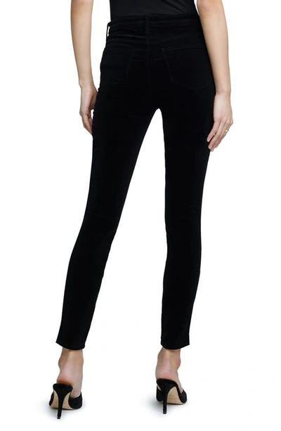Shop L Agence Monique Ultra High Waist Skinny Velvet Pants In Noir